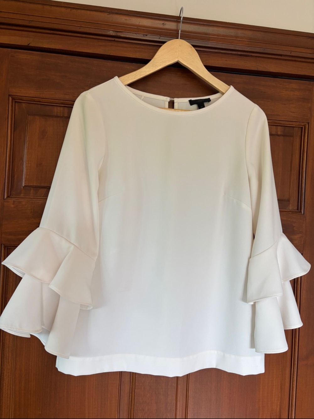 J Crew Top Beige Size 4 Tall Bell Sleeves Crepe